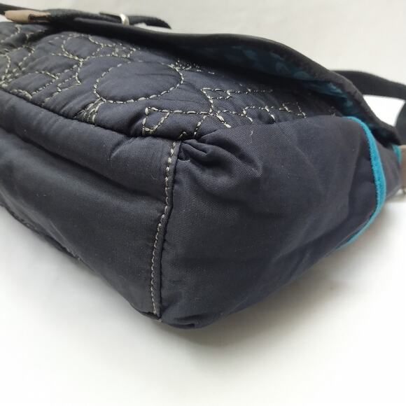 Fossil Black Nylon Floral Flap Closure Messenger Crossbody Bag - Picture 14 of 16